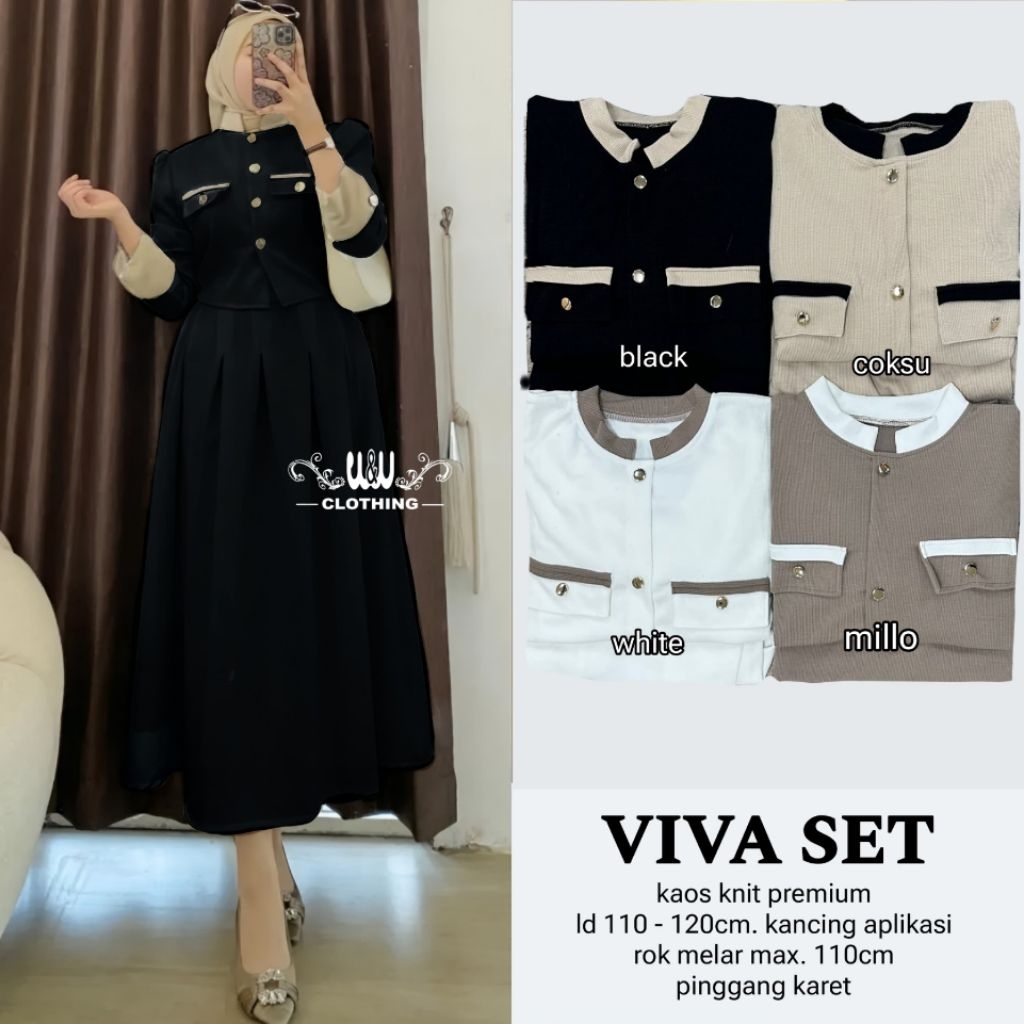 Setelan Rok Polos Viva One Set Ld 120 110 Kaos Knit Premium