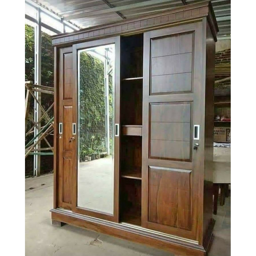 ALMARI SLIDING, ALMARI PINTU 3, ALMARI JATI, ALMARI PAKAIAN