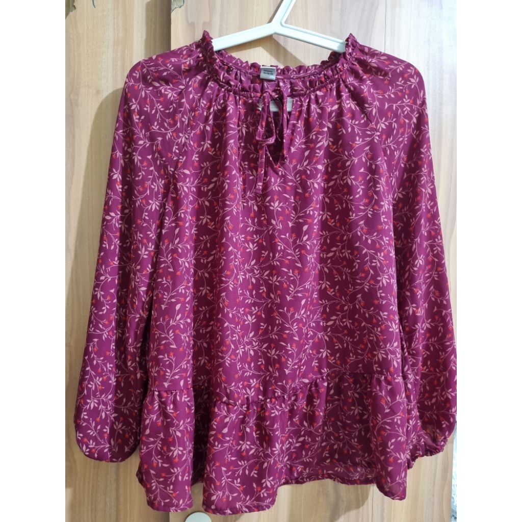 [Preloved] Baju santai Pink, Merah Mauve Motif Bunga