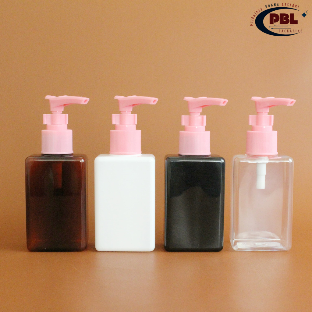 Botol Kotak 100ml Varian Warna / Botol Pump Clip Oil 100ml - Tutup Pump Clip Oil Bergaris Neck 24 Pi