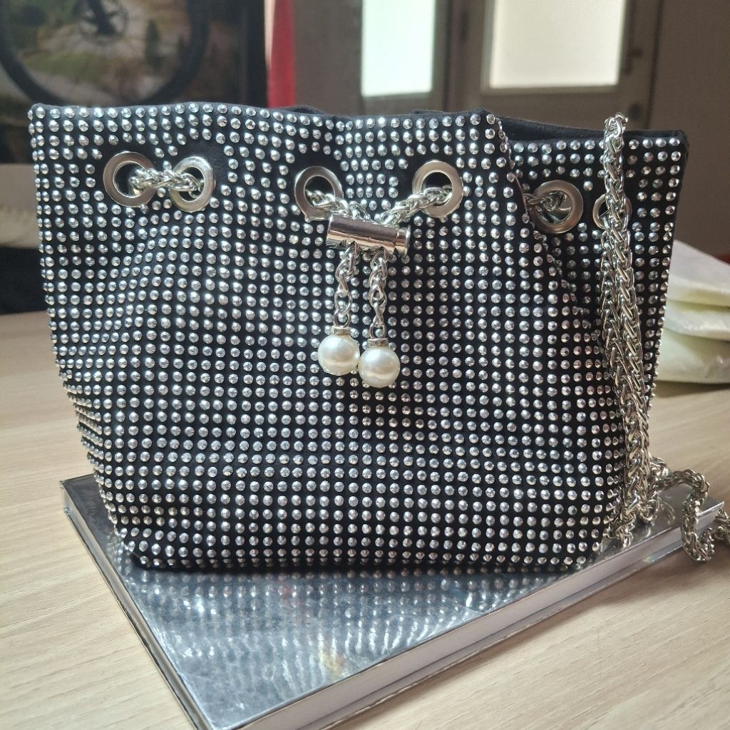 Tas Selempang Mini Mewah Rantai Mutiara /slingbag