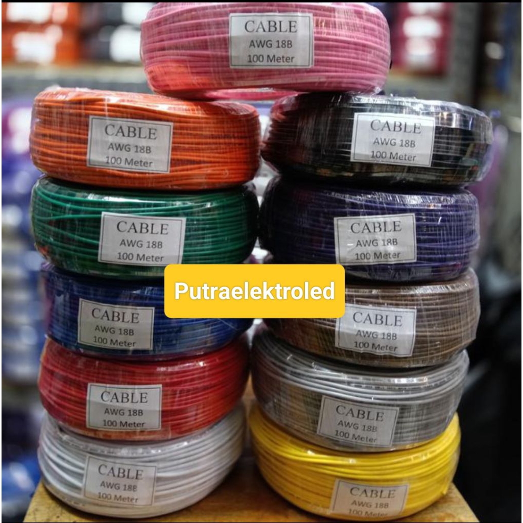 Kabel Awg 18 B 100meter Serabut Tembaga Putih / Kabel Awg18 Besar