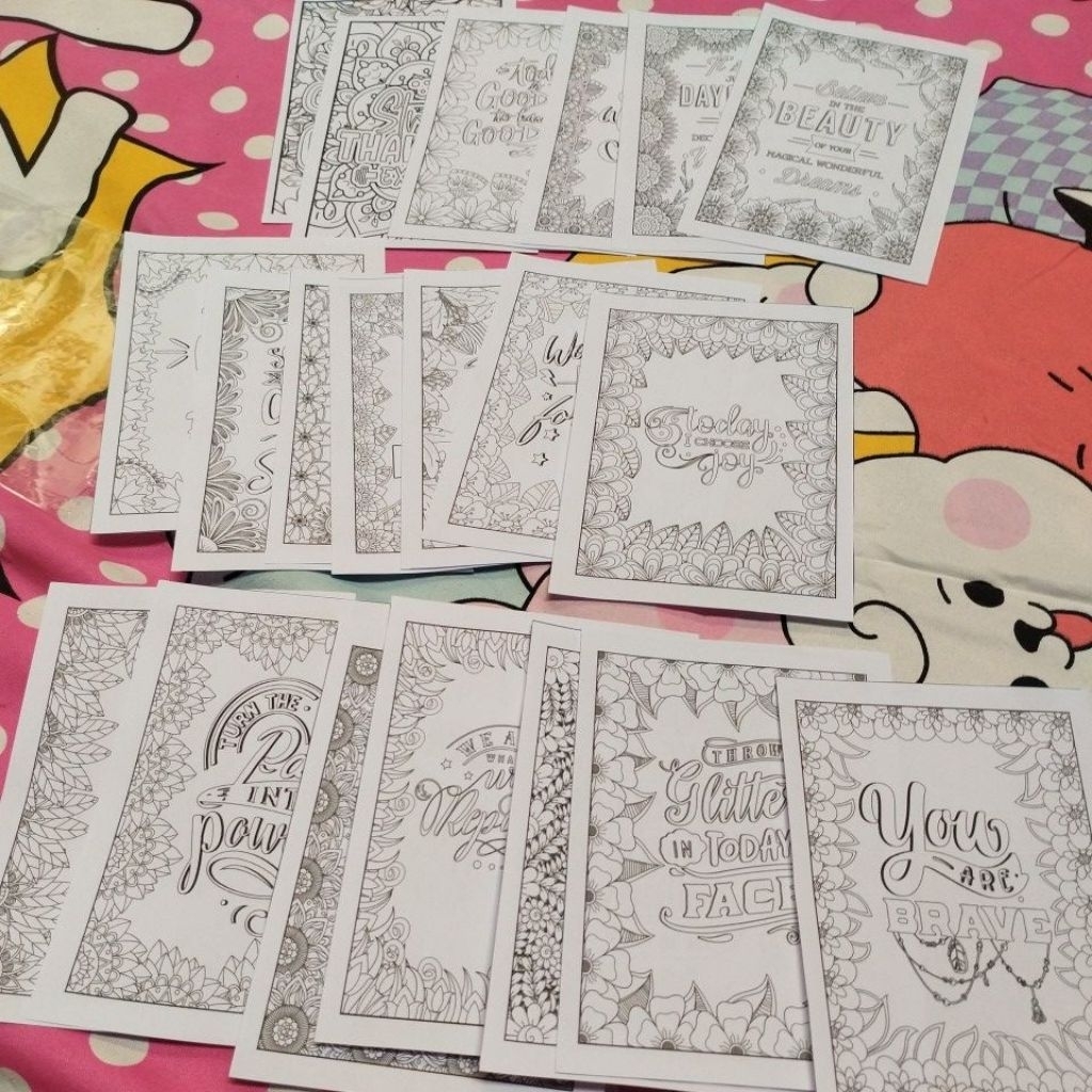 20 Lembar Kertas Mewarnai Mandala A6 + Kata Motivasi – Coloring Therapy Stress Relief Dewasa & Remaj