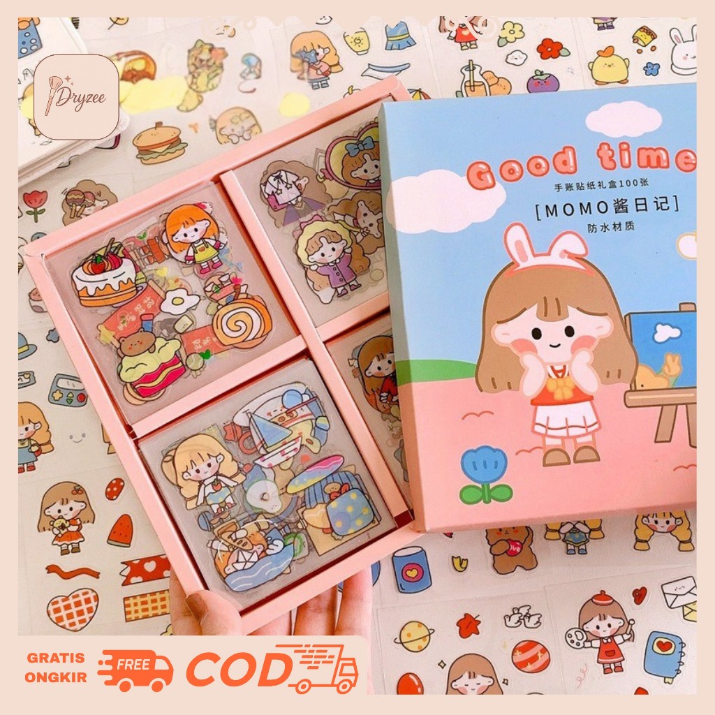

Stiker Box 100 Lembar Sticker Box Momo Buat DIY Buku Jurnal Gantungan Aklirik Botol