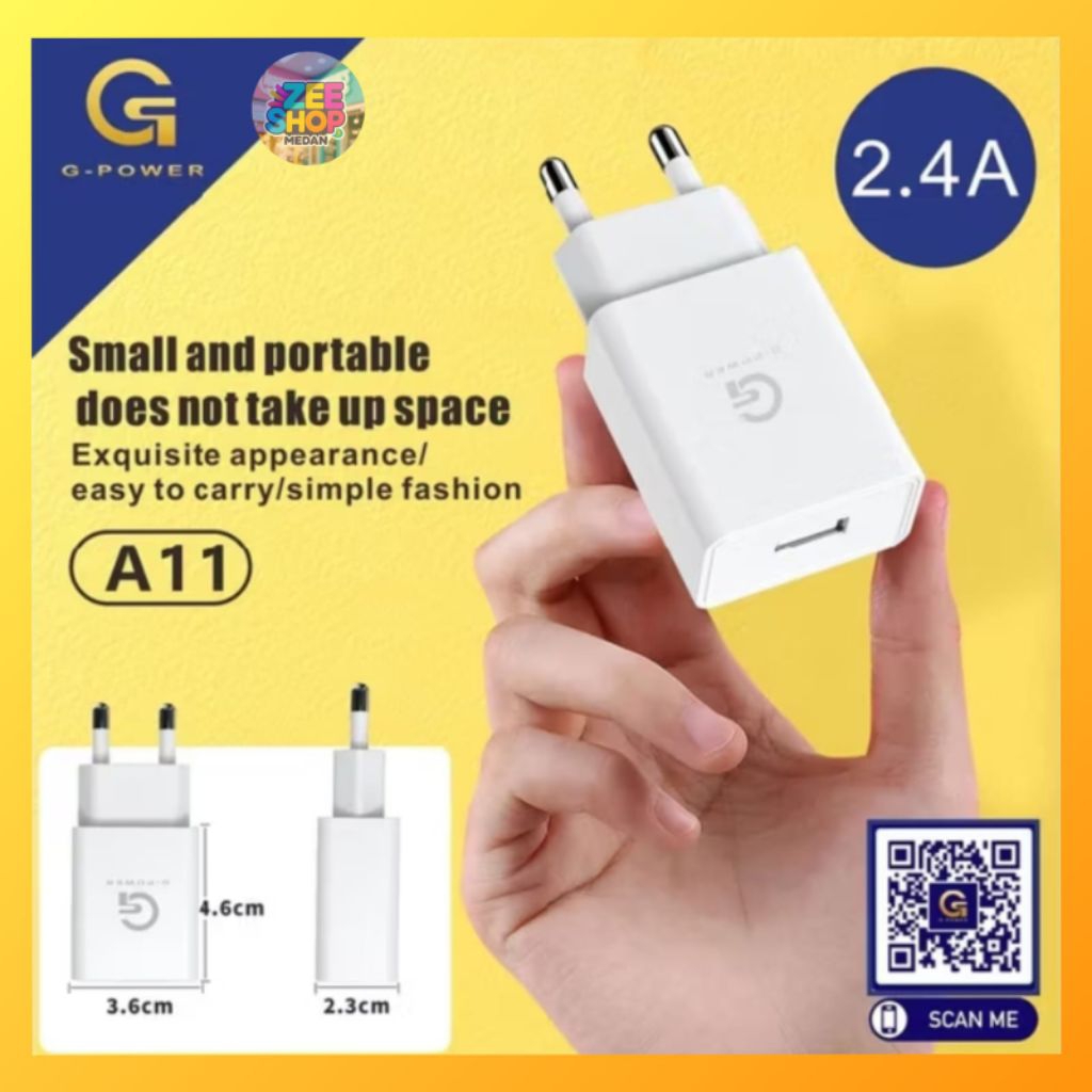 Kepala Adaptor Charger G-Power A11 ORIGINAL 100% 2.4A Quick Charger For Micro Type-C Iphone GARANSI 