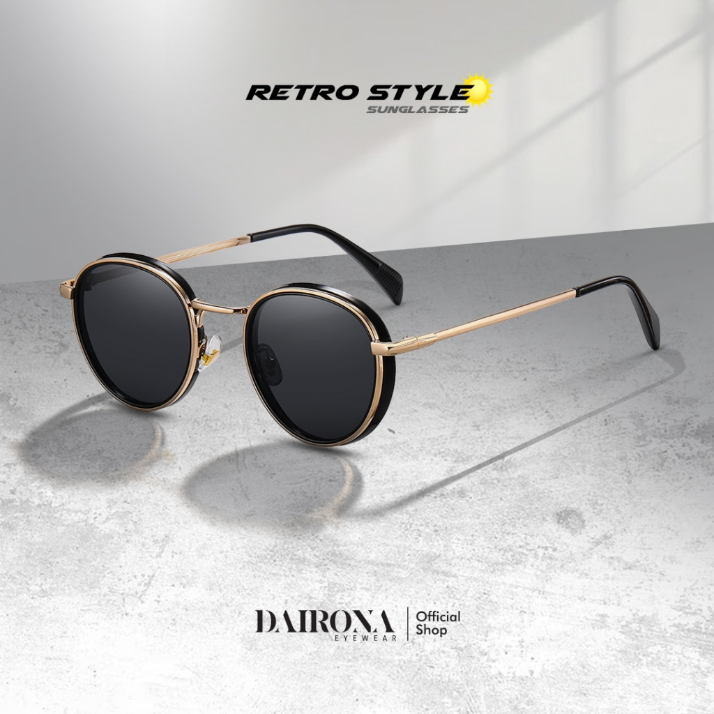 Dairona Eyewear Kacamata Hitam Vintage Round Style Fashionable Kacamata Sytle Terbaru Bentuk Bulat T