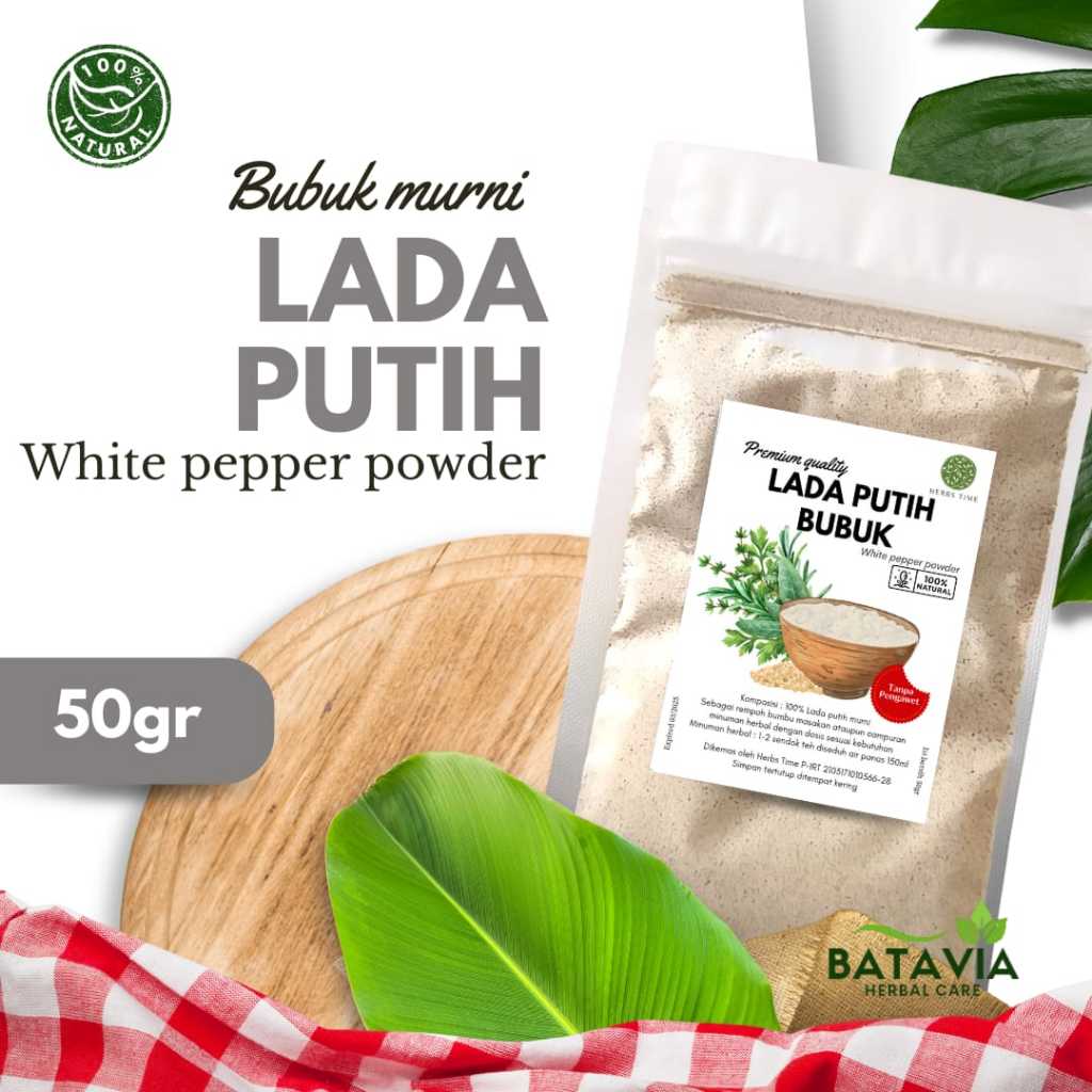 

Lada Putih Bubuk Organik 50gr White Pepper Murni Premium Herbs Time