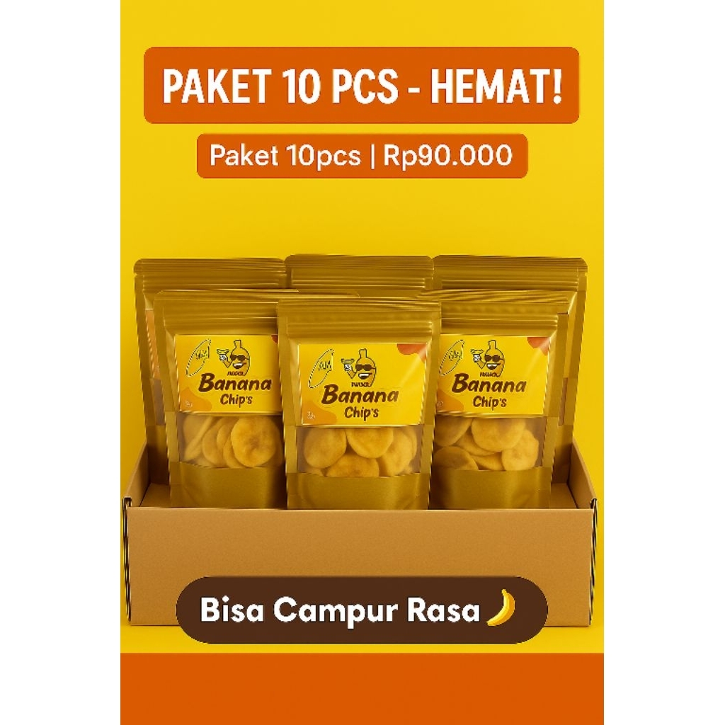 

keripik pisang varian asin dan manis PAHE 10 PCS 90.000 ajja!!!!