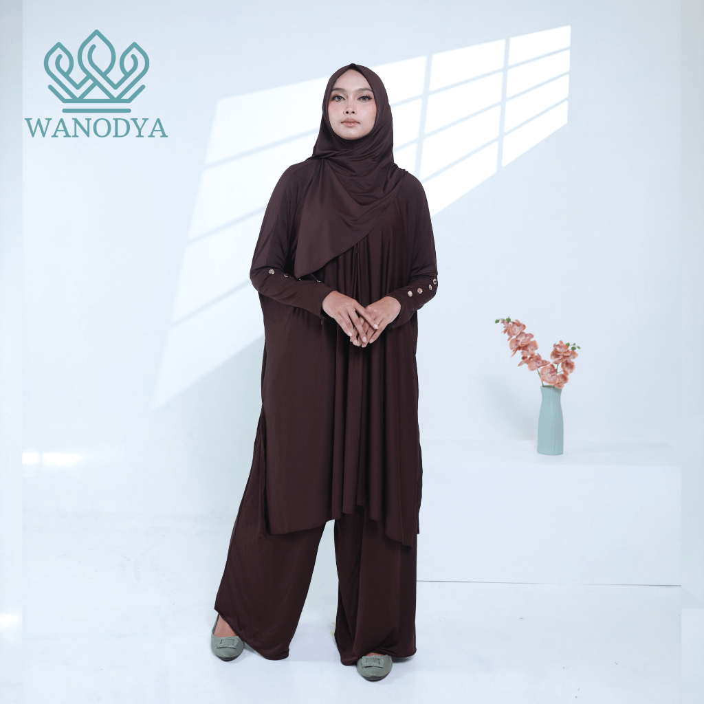 WANODYA - Nuura One Set Jersey Premium (3in1 Tunik, Kulot/Rok dan Hijab Instant)