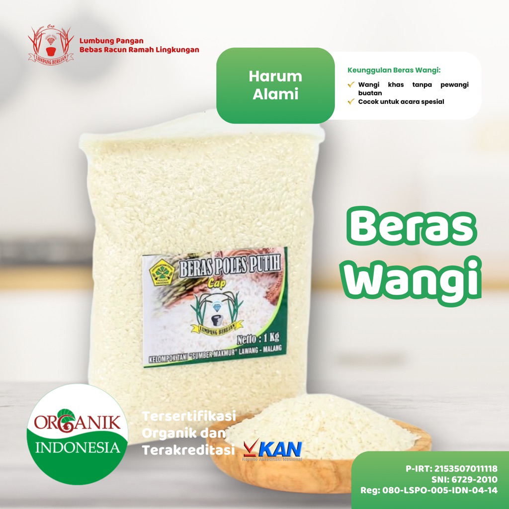 

Beras Wangi Organik Cap Lumpang Berlian Vakum 1 kg