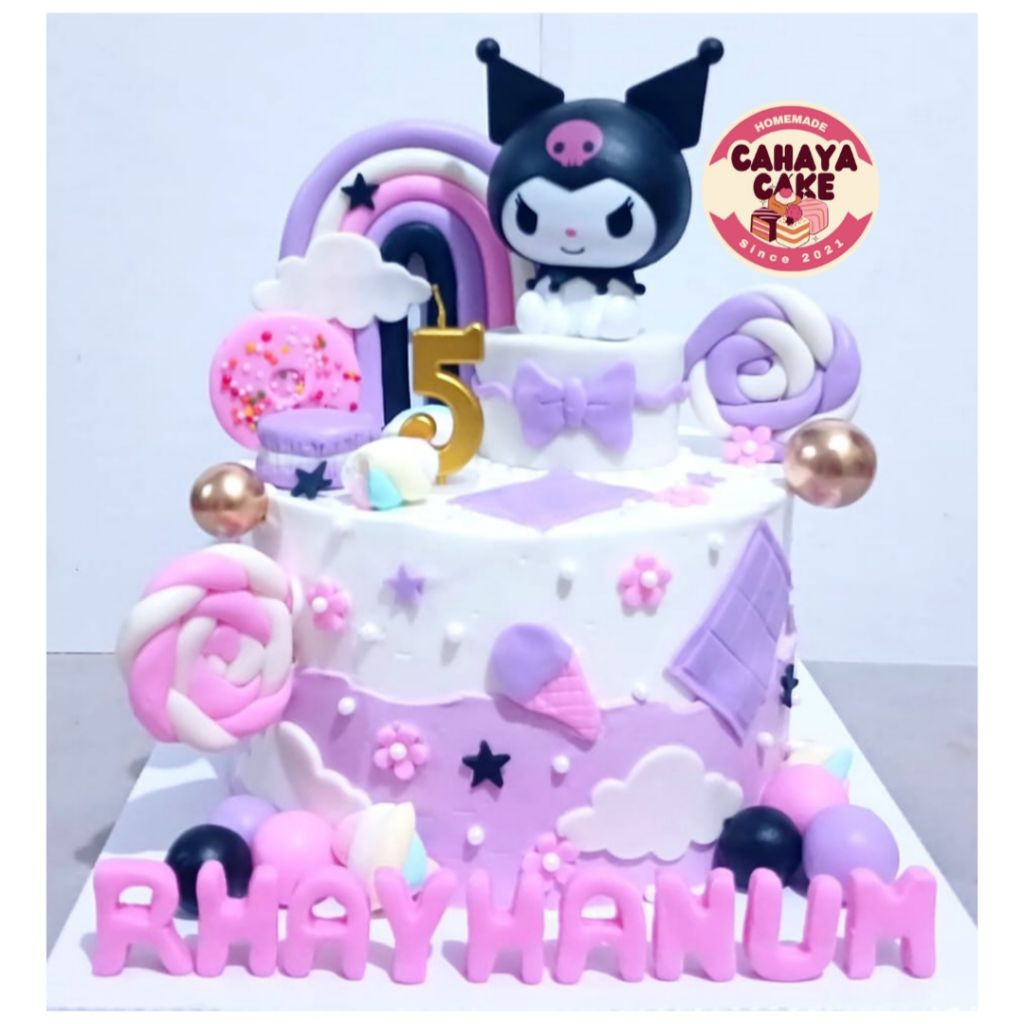 Kuromi Custom Cake/ Kue Ulang Tahun Anak Perempuan/ Kue Ultah Kuromi