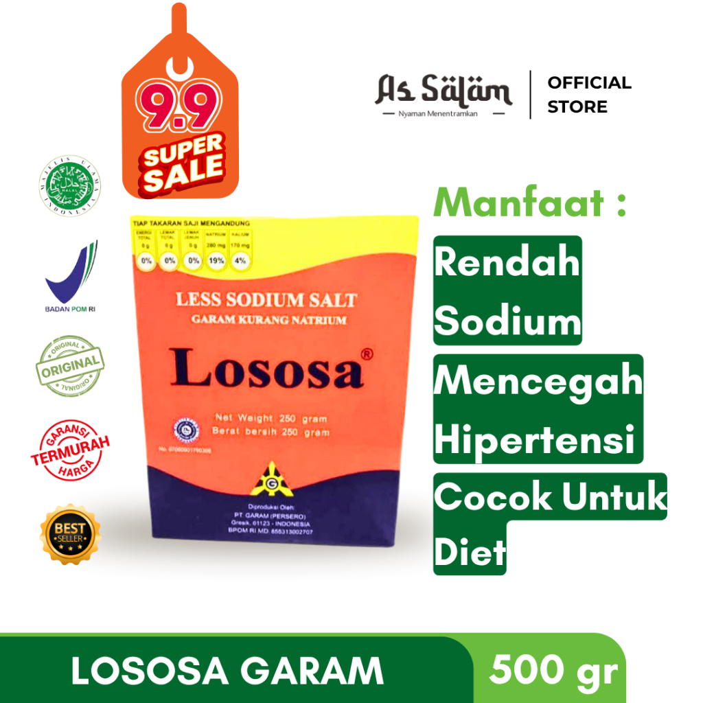 

9.9 SUPER SALE ! - Garam Hipertensi / Garam Darah Tinggi Rendah Natrium Lososa - 500 gram