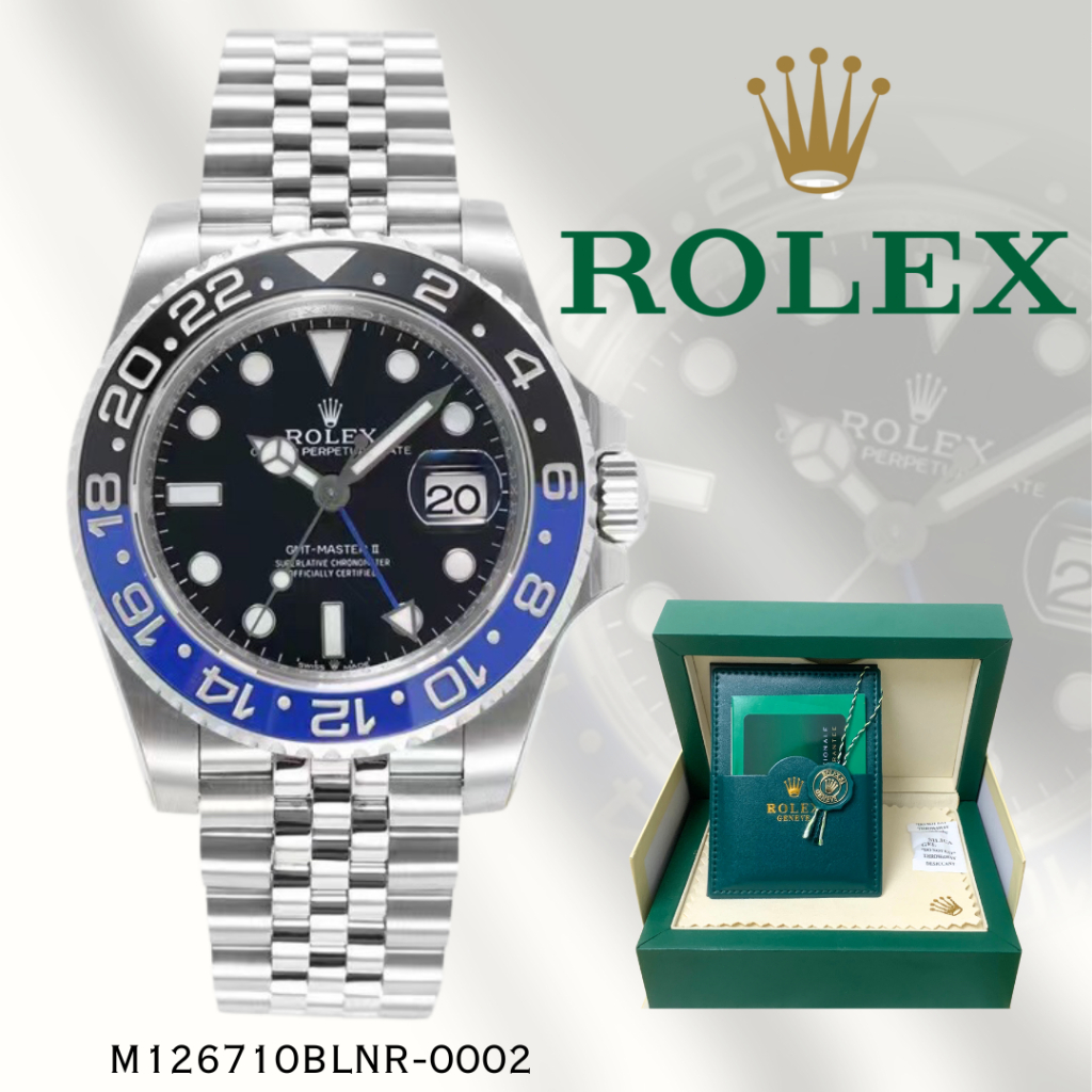 (100% ASLI)COD Baru INCLUDE BOX Jam Tangan Rolex ORIGINAL 100% Seri GMT - Master II m126710BLNR-0002