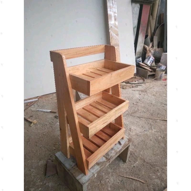 Rak Bawang Serbaguna Minimalis 3 Susun KAYU / Rak Dapur KAYU Dapat Disesuaikan / Rak Bumbu Dapur KAY