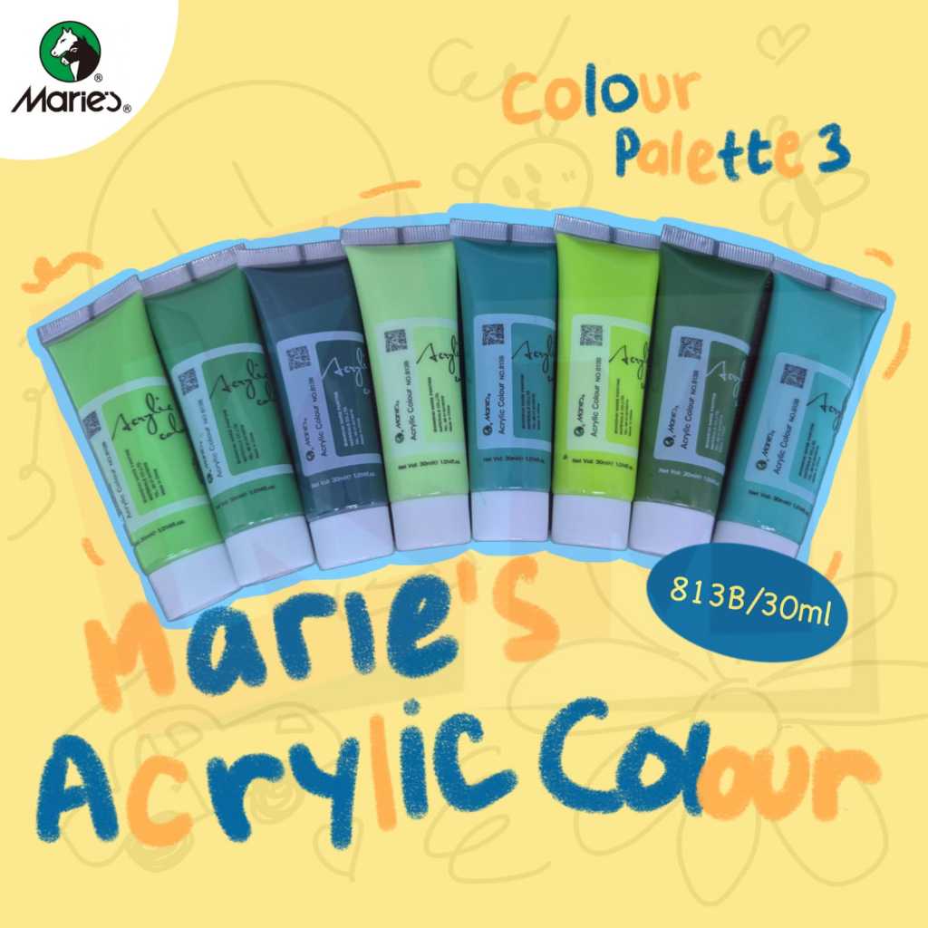 

[Colour Pallete 3] Cat Akrilik Marie's 30ml 813B / Maries Acrylic Paint Color Tube 30 ml / Green Family