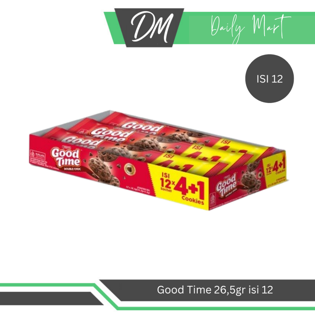 

Goodtime Cookies Double Choco 1 Box Isi 12 pcs x 26,5gr - Biskuit Rasa Coklat Enak Murah Original