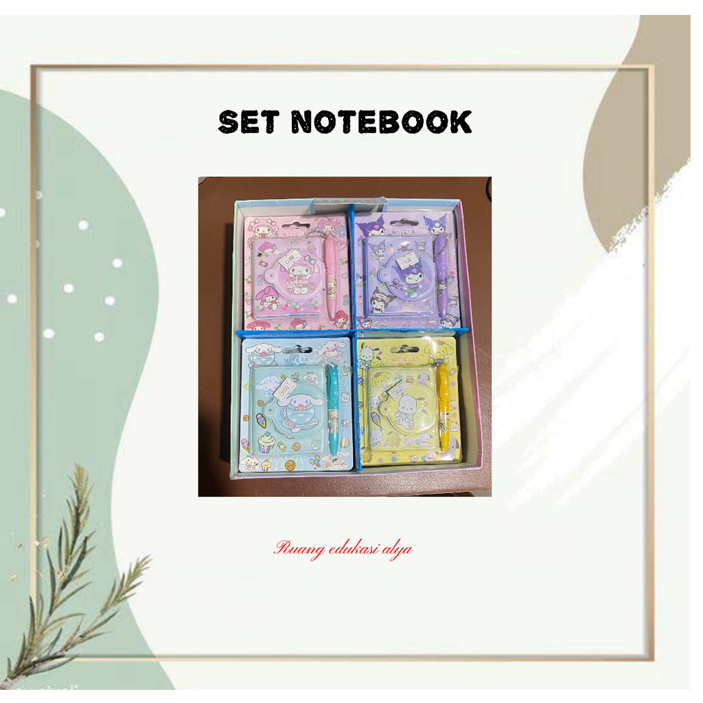 

SET NOTEBOOK MINI+PEN SANRIO CINNAMOROLL MY MELODY KUROMI PUCHACOO