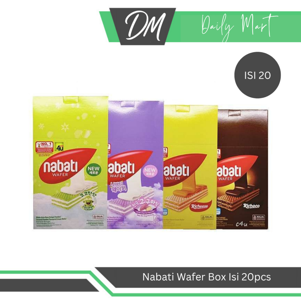 

NABATI Wafer Box Isi 20 pcs x 6gr All Varian Keju/Coklat/Korean Goguma/Cocopandan - Snack Richeese Enak Murah Original