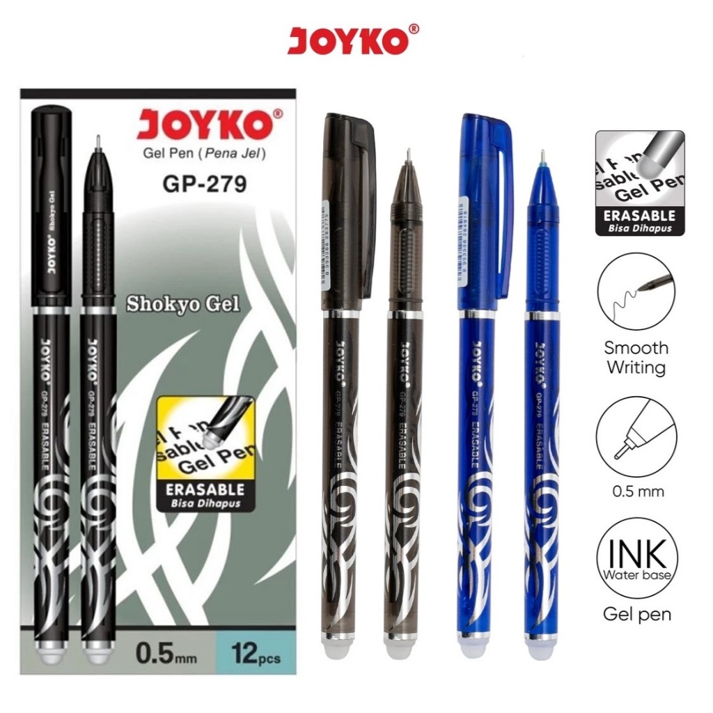 

(1 Pcs) Pena Pulpen Bisa Dihapus Erasable Gel Pen Joyko GP-279 Shokyo 0.5 mm
