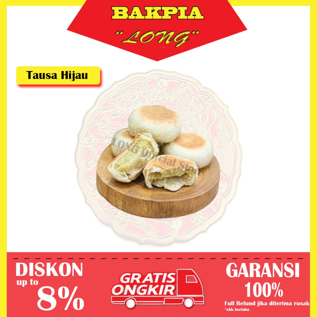 

Bakpia LONG | Kue Pia Kacang Hijau Kupas | Bakpia Tausa Hitam HALAL 100% Original