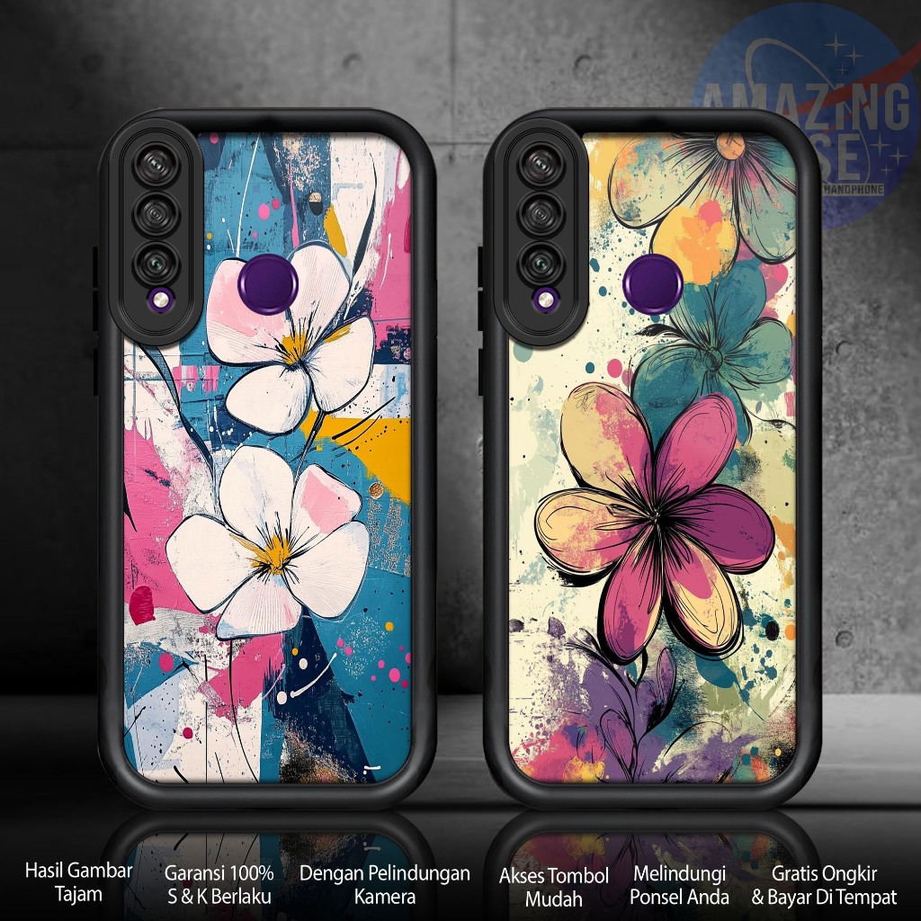 Case Premium Compatible For HUAWEI Y6P 2020  Motif FLWR Casing Softcase Glossy Anti Jamur