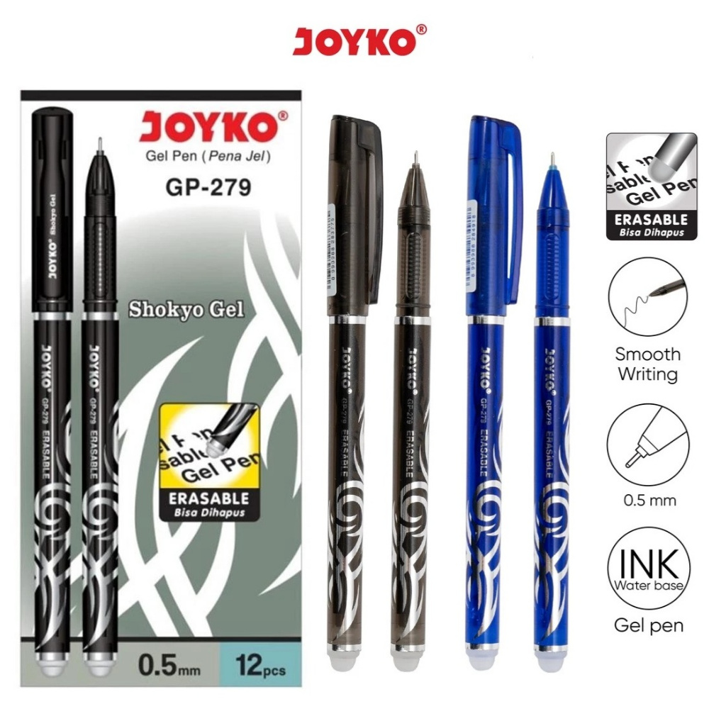 

(1 Pcs) Erasable Gel Pen Pena Pulpen Bisa Dihapus Joyko GP-279 Shokyo 0.5 mm