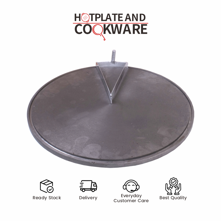 Loyang Crepes Jumbo 40 cm Paket Lengkap | Wajan Datar Besi Cor + Segitiga Perata