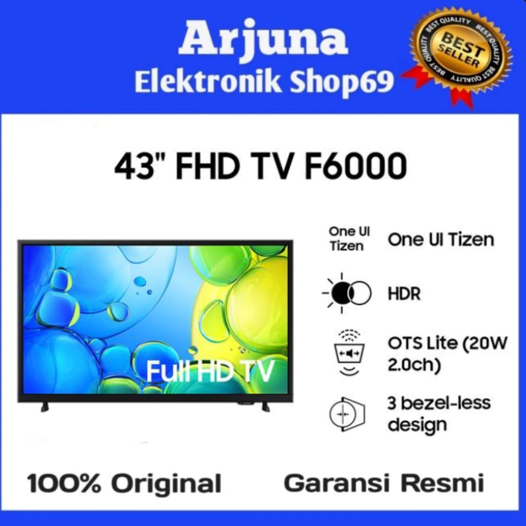 SAMSUNG 43F6000 LED 43 INCH SMART TV FHD HDR OTS LITE UA43F6000FKXXD 43F6000