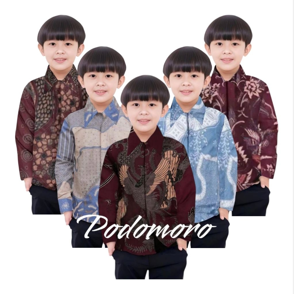 Baju batik anak laki laki baju batik pria anak lengan panjang umur 2-11tahun