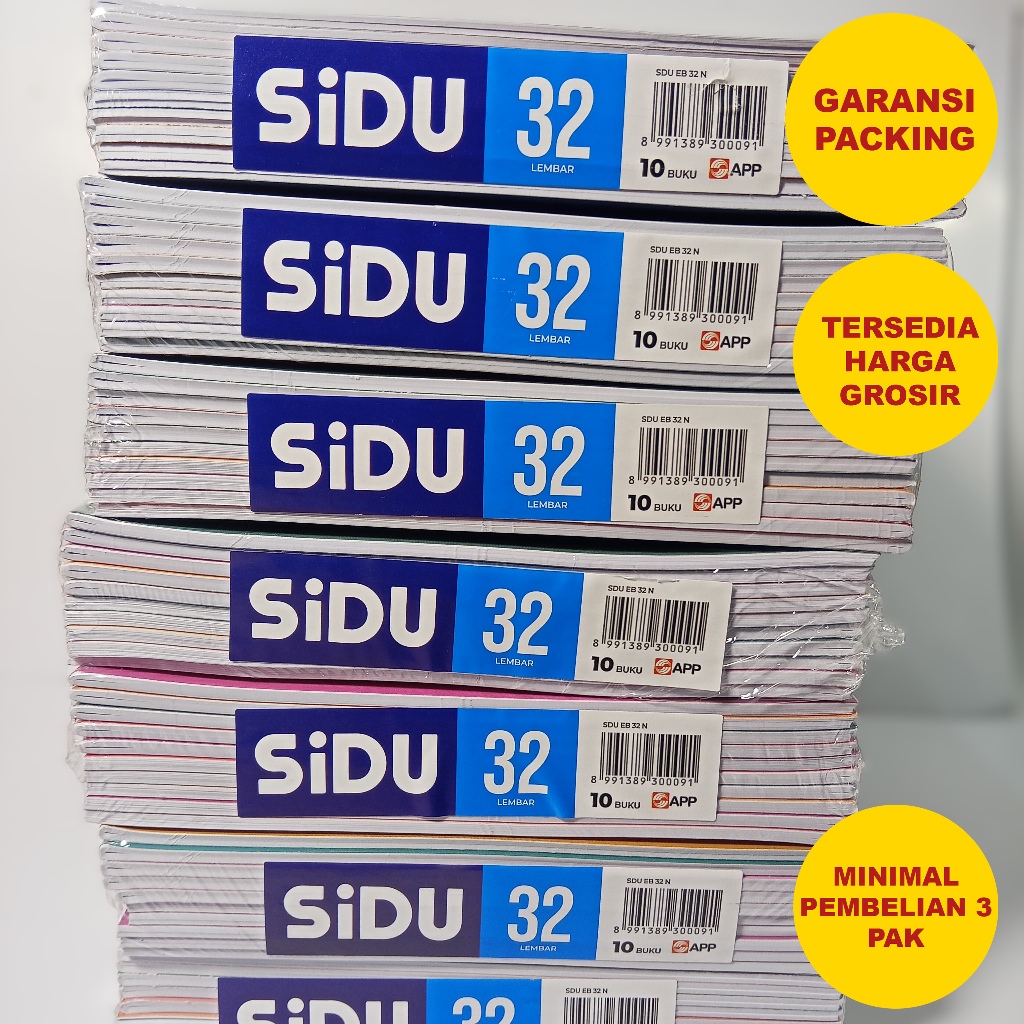 

Buku Tulis Sidu 32 Lembar - Isi 10 Buku / Pak | Grosir Hemat | Cocok SD SMP | Packing Kardus Aman | Grosir Murah Min 3 Pak | ATK Sekolah