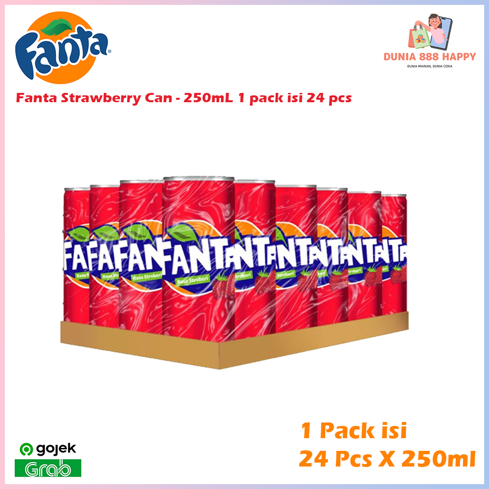 

Fanta Strawberry Minuman Soda Can 250ml 1 pack isi 24 pcs