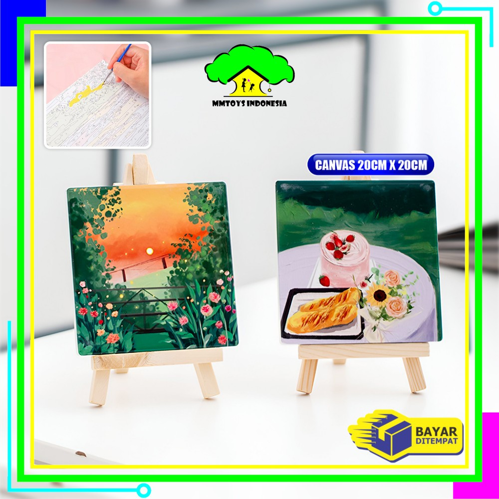 

EC MI-A110 Paint By Number Kit 20x20cm Kanvas Siap Lukis / DIY Canvas Acrylic Aesthetic / Diy Digital Painting Canvas Lukisan Bunga Pemandangan Wall Decoration