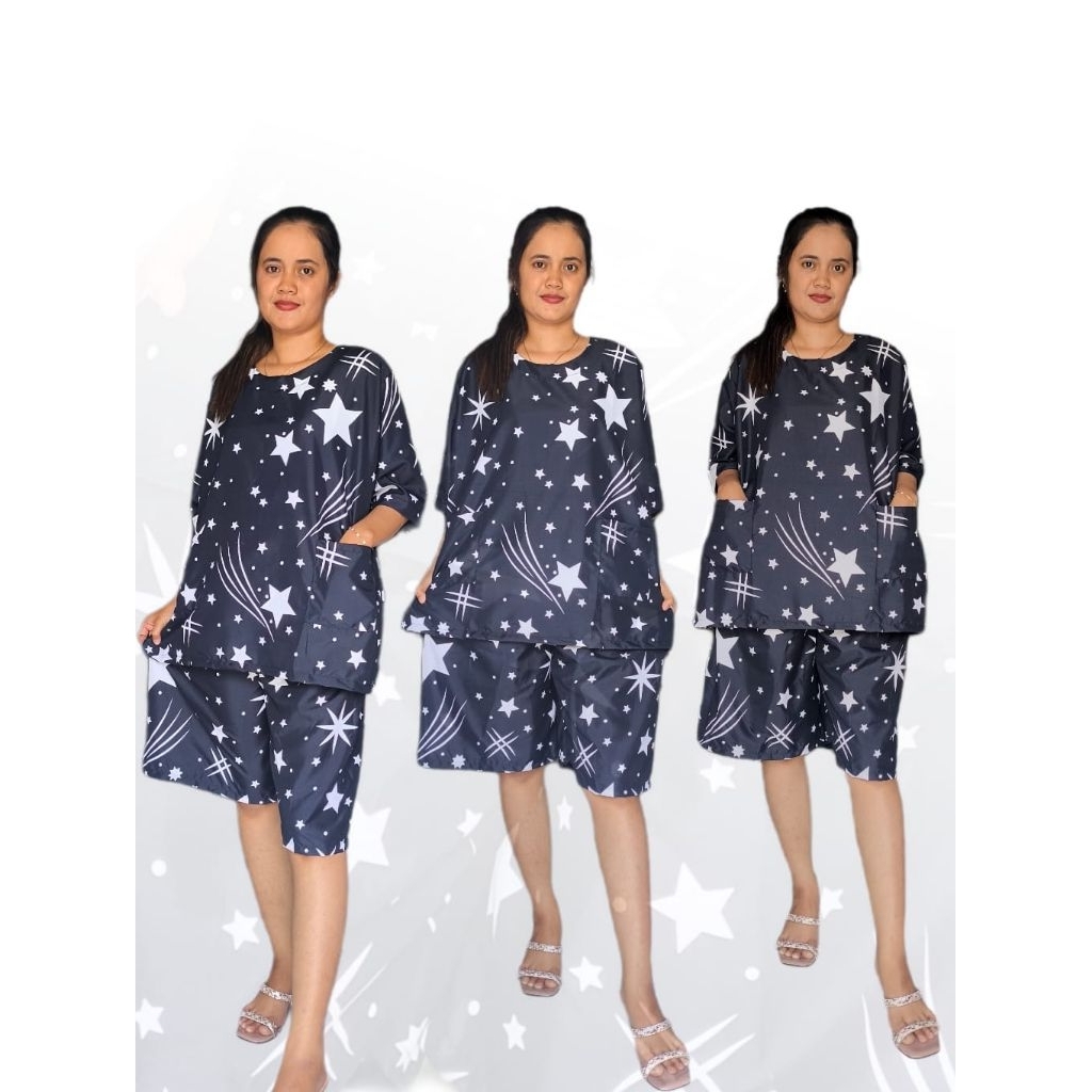 Babydoll Katun Super Jumbo Ld 140 SETELAN CELANA PENDEK KATUN