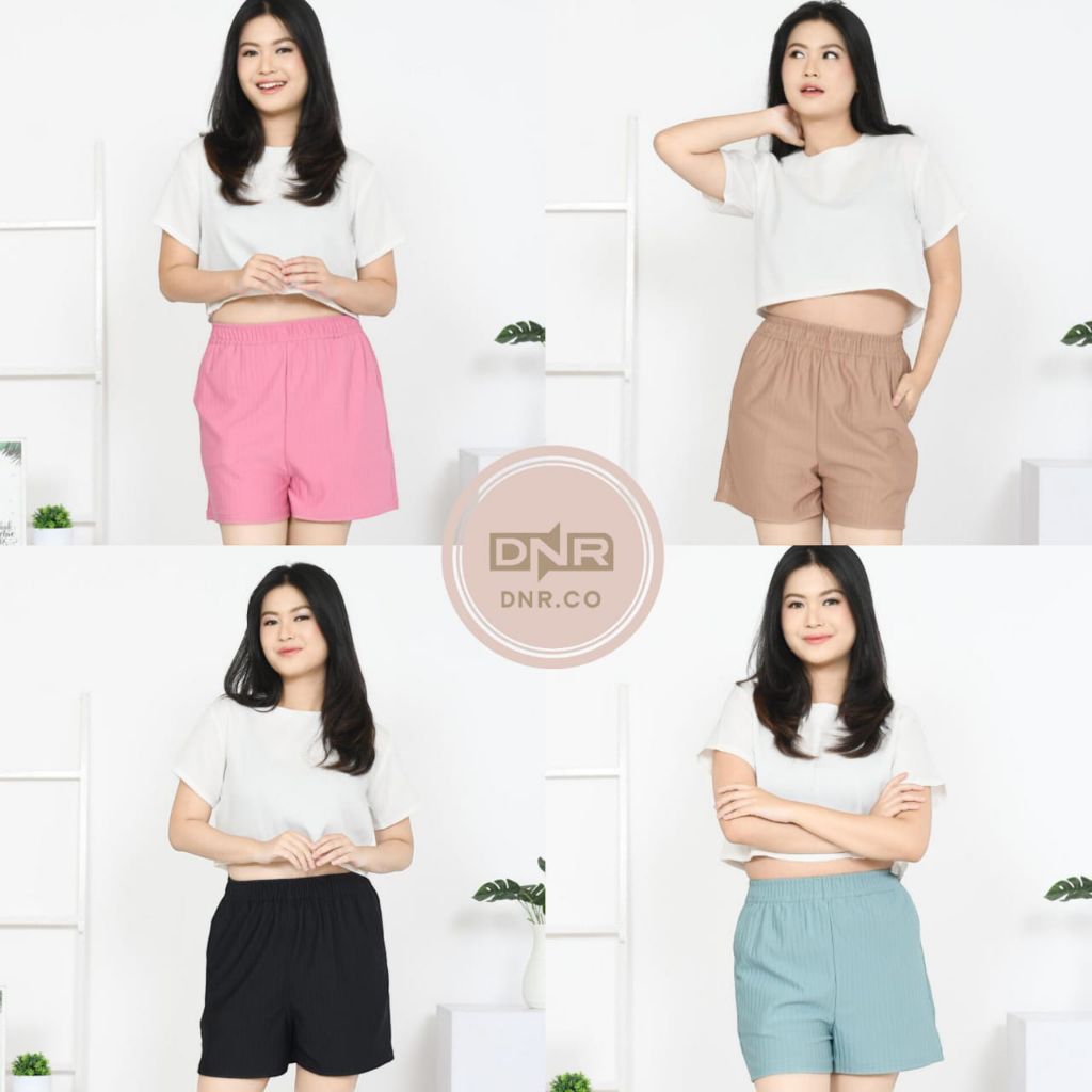 DNR - CELANA PENDEK KNIT KOREA WANITA SANTAI  HOTPANST - POLOS