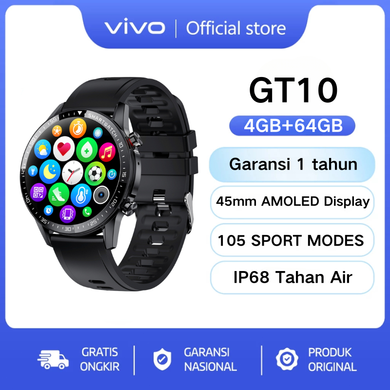 [COD] vivo SmartWatch GT10 pria tahan air Jam Pintar bluetooth olahraga Smart Watch Gps peta NFC Sma