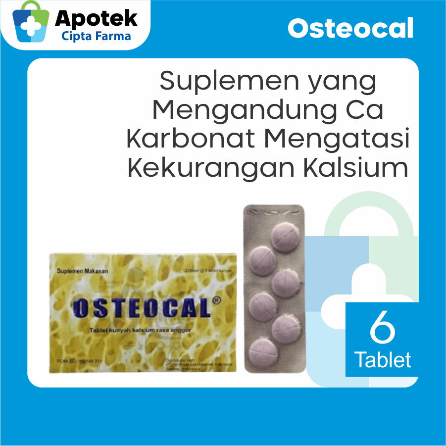 Osteocal Tablet Rasa Anggur Calsium Calcium Carbonate Kalsium Karbonat Suplemen Tulang dan Sendi Sup