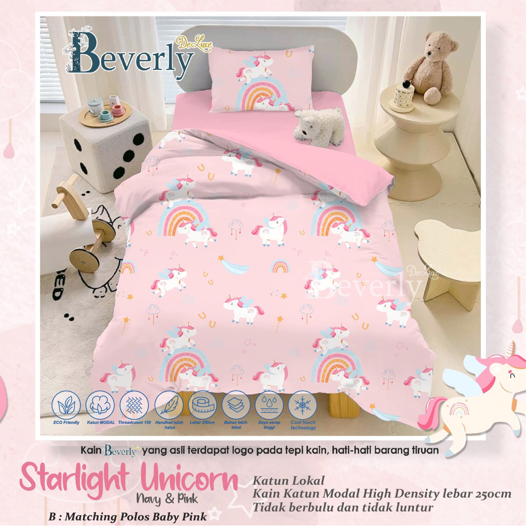 Sprei tempahan bahan katun lokal UNICORN PINK