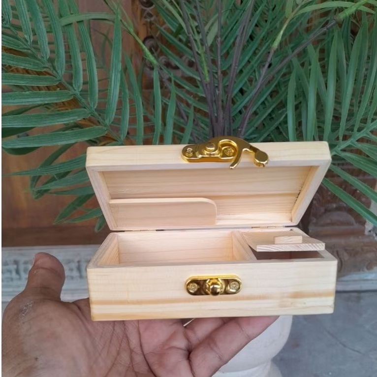kotak kayu/slepen/ jati belanda ukuran 12 x 7 x 4 cm