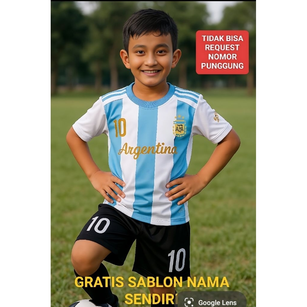 GRATIS SABLON NAMA SENDIRI-setelan baju bola anak unisex/argentina
