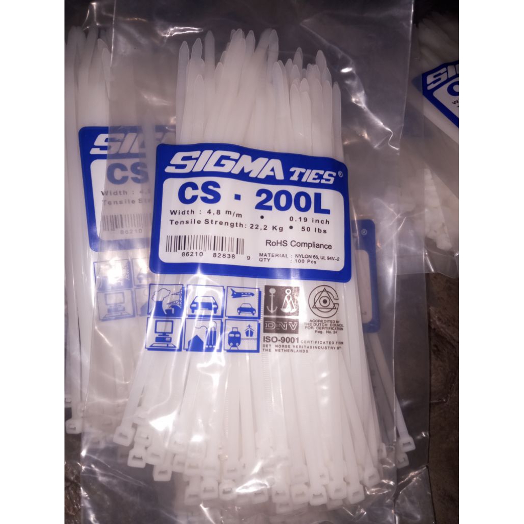 

KABEL TIES SIGMA CS 200L ISI 100PCS/ KABEL TIES CS 150 T SEGEL
