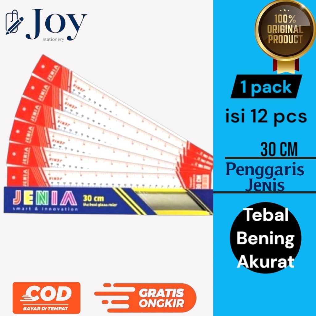 

Jenia Penggaris / mistar 30cm pelastik Garisan