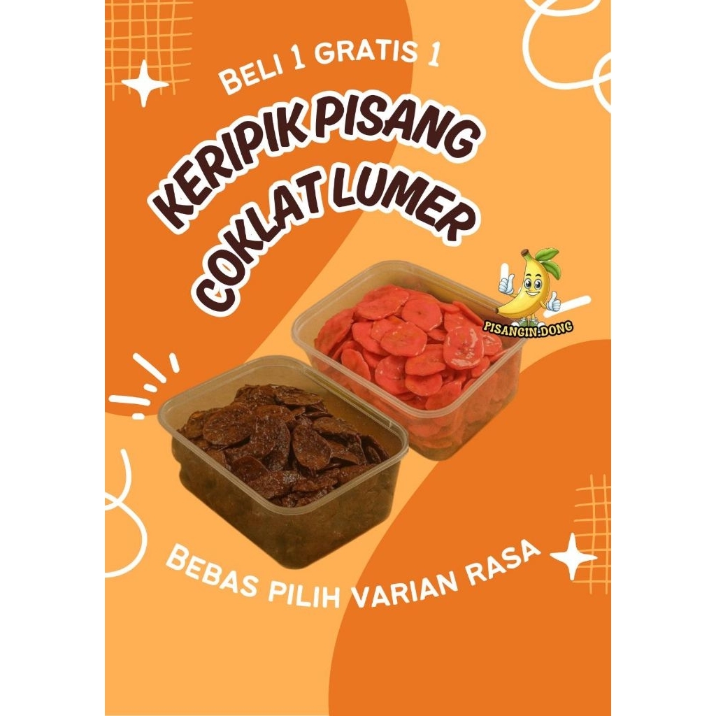 

(BELI 1 GRATIS 1) KERIPIK PISANG COKLAT LUMER BY PISANGIN.DONG