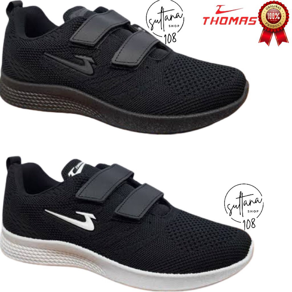 SEPATU SEKOLAH THOMAS HITAM SEPATU SEKOLAH PEREKAT VELCRO SD SMP SMA