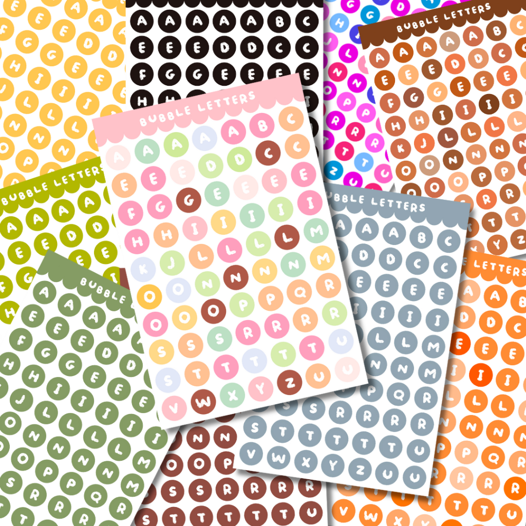 

STICKER ALPHABET HURUF DEKORASI Bubble Letters Sticker Sheet Stiker Jurnal Deco Journaling Bujo Journal Lucu Waterproof Tahan Air