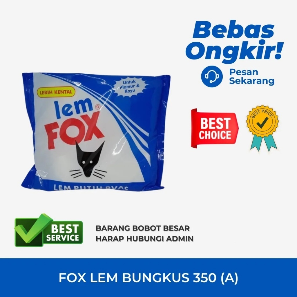 

Lem fox 350 gram plastik 350gram Lem PVaC Putih Fox 350 gram / Lem Fox Biru Lem Kayu Fox