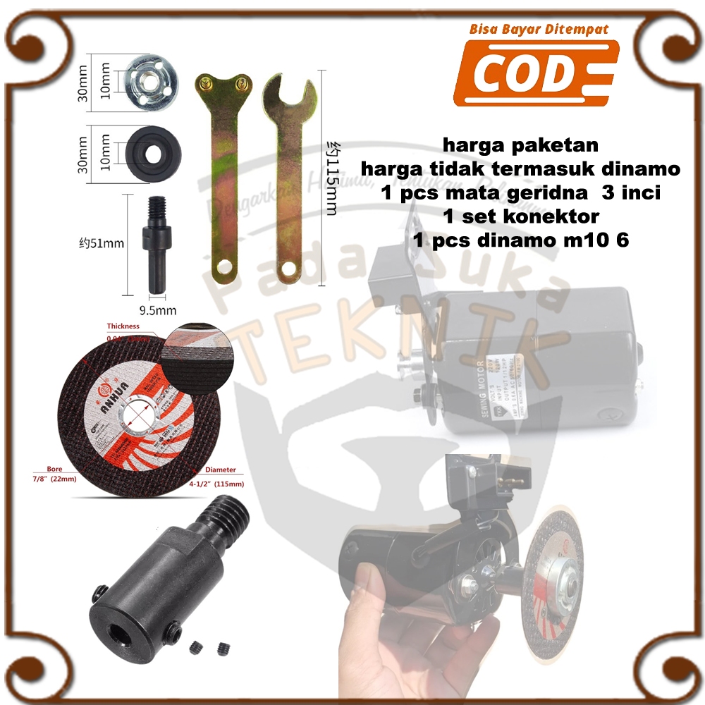 Dinamo Mesin Jahit Ubah Jadi Adaptor Konektor Bor Ke Gerinda Mata Pemotong Batu Potong Stainless Dll