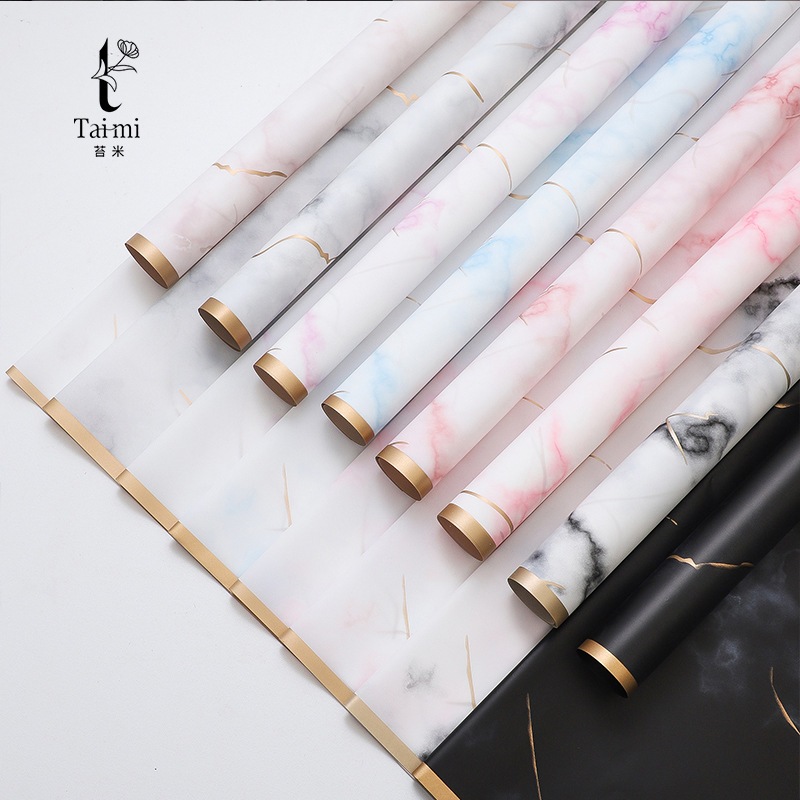 

Kertas Buket Gold Line Marble Cellophane Waterproof Florist Ecer KB6048