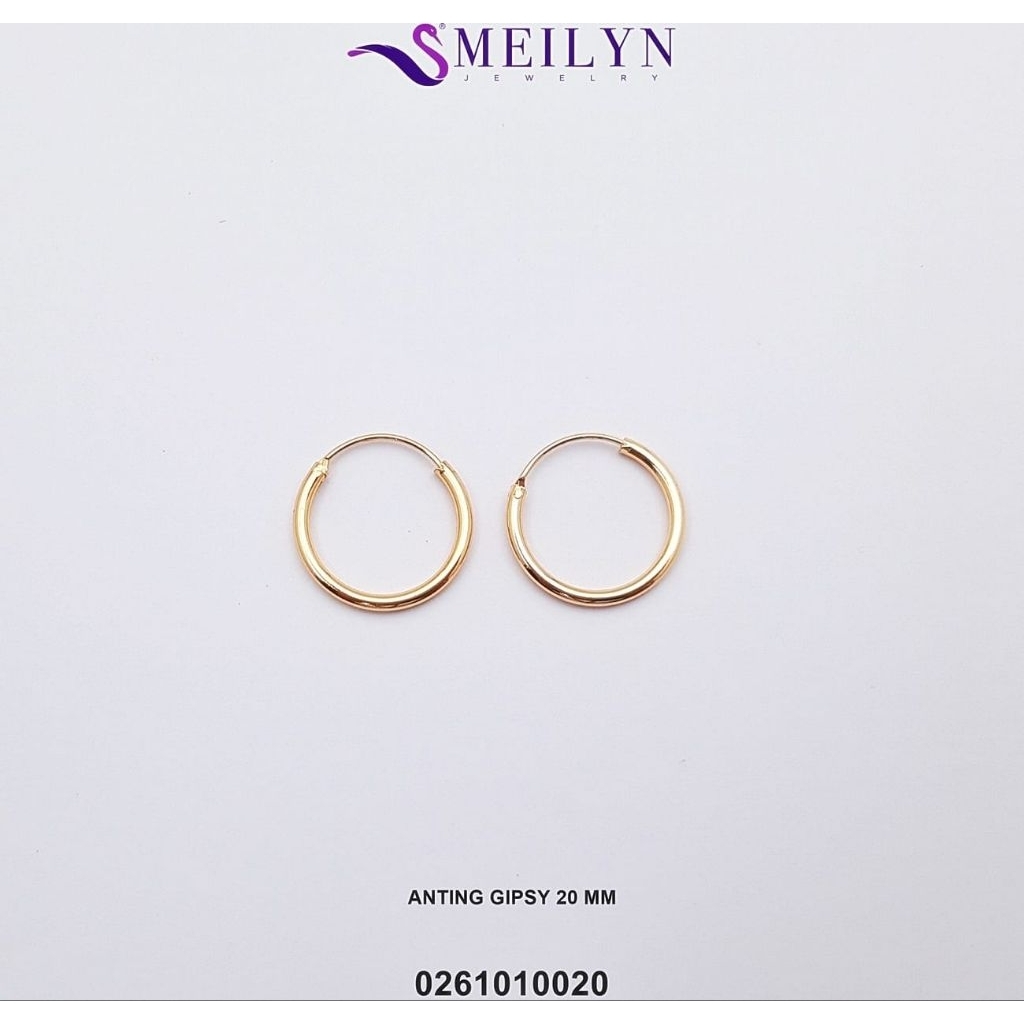 anting wanita emas putih model gipsy bulat simple polos 20mm 2cm