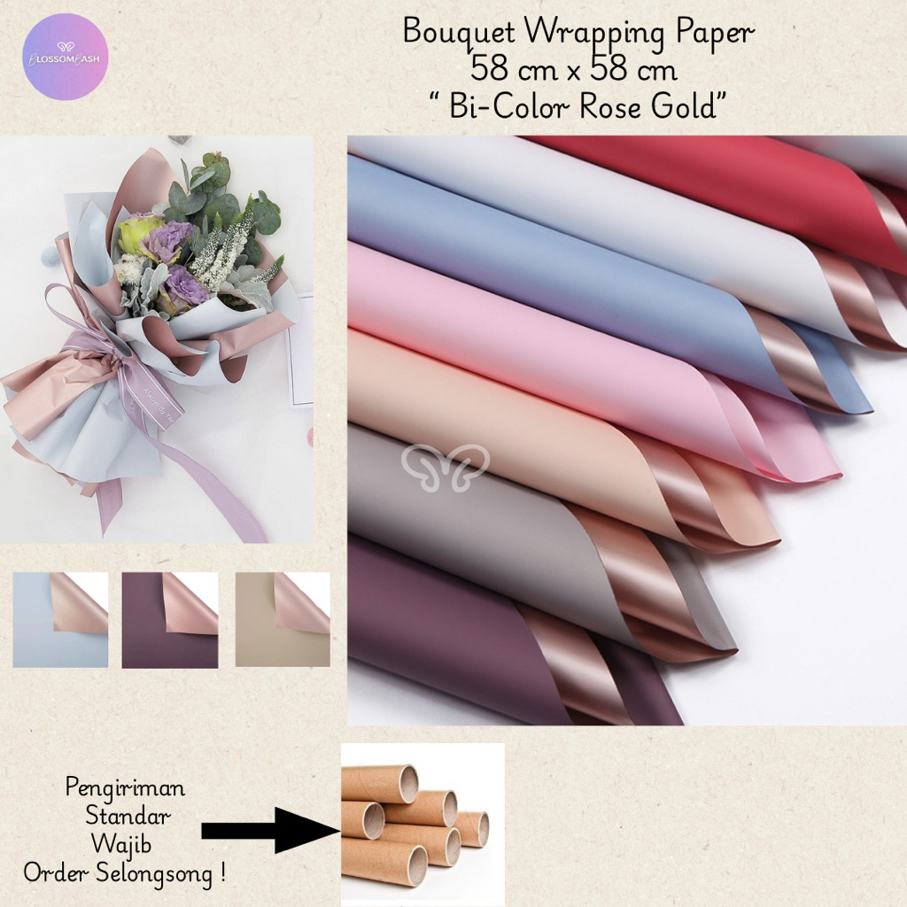 

[ Per Pack ] Kertas Buket Bunga BiColor Rosegold / Cellophane Flower Wrapping