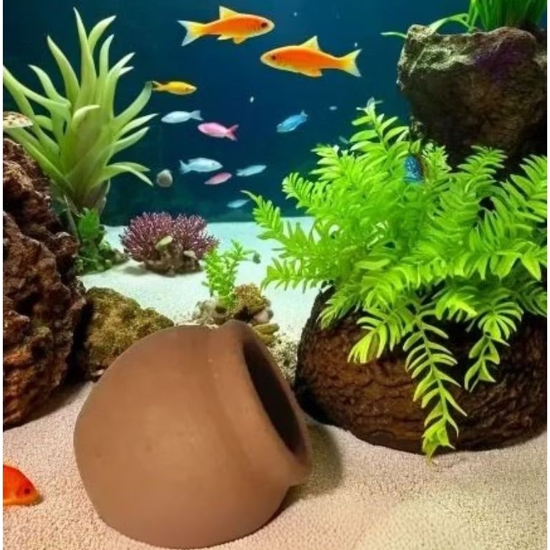 Rumah Ikan Hias Aquarium / Rumah Ikan Kecil / Rumah Anak Ikan Cichlid / Cave Anak Ikan/ Gentong / Pe